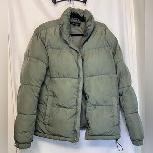 PacSun Olive Green Puffer Jacket Size Small Lightweight Quilted Zip Front Coat